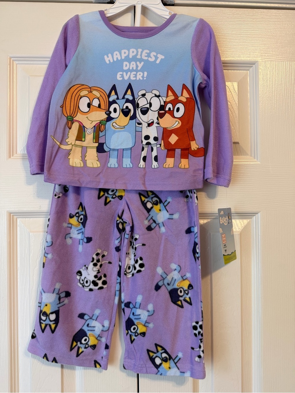 Bluey Kids Purple Fleece Pajama Set - Happiest Day Ever!